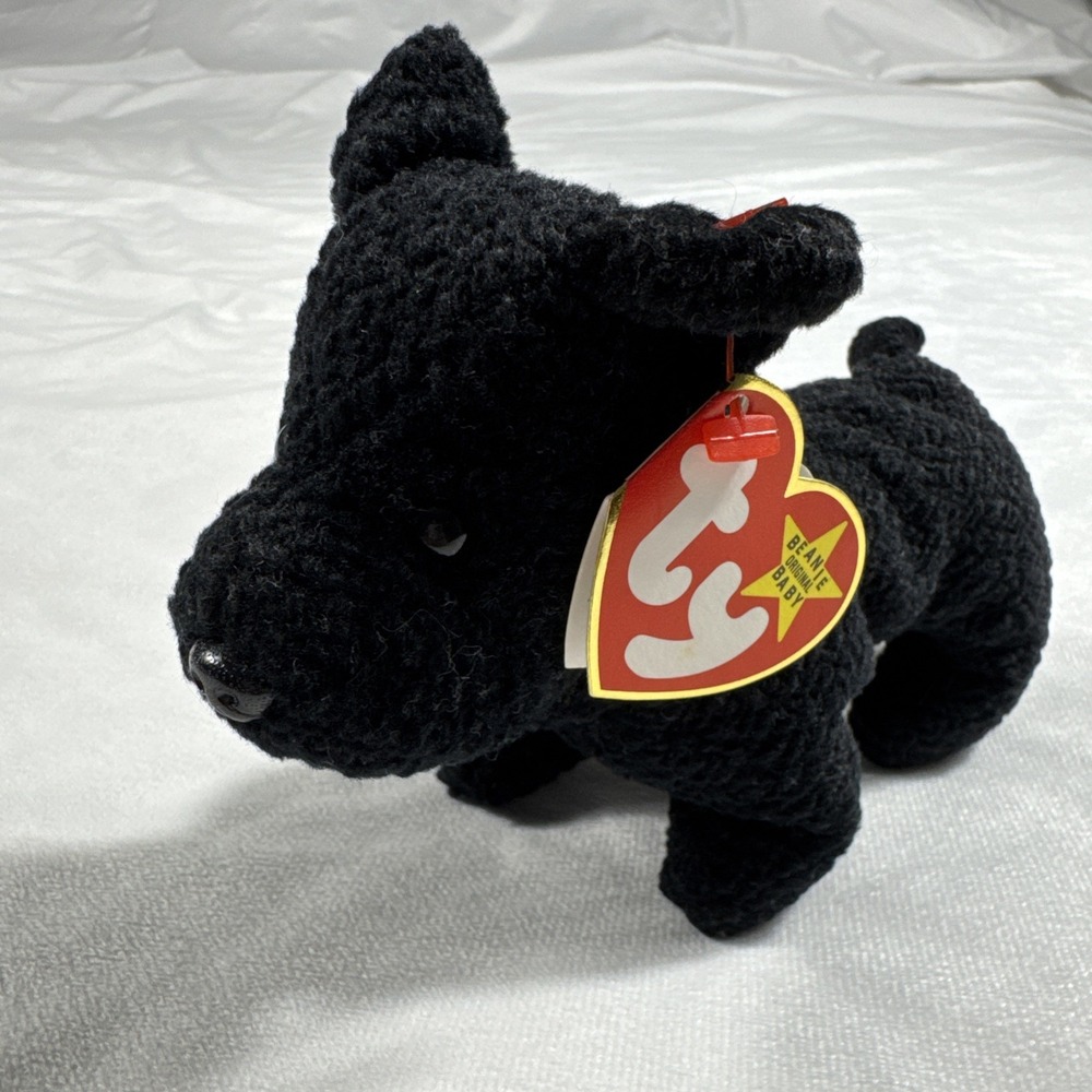 Beanie Baby‎ Scotty the Black Dog Ty Plush Toy with Heart Tag Collectible